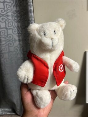 Target White Plush Bear with Red Logo Vest